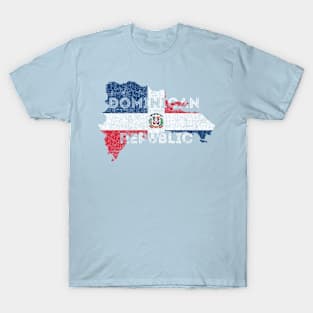 Dominican Republic Map Shape and Flag T-Shirt